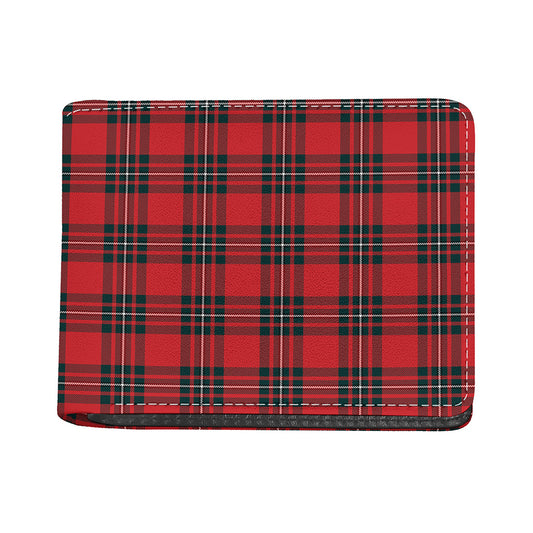 Red Scottish Tartan Pattern Print Bifold Wallet
