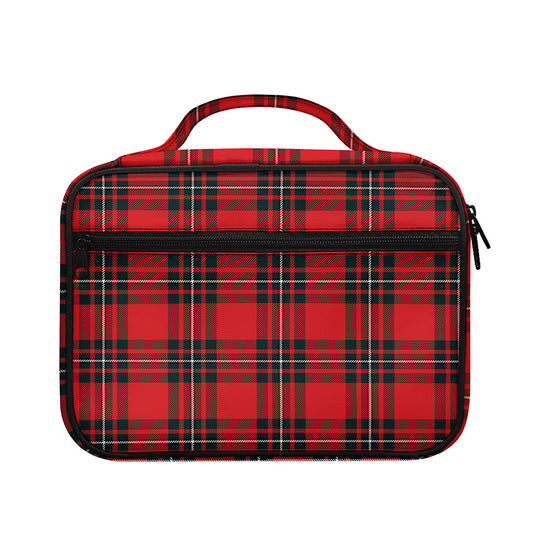 Red Scottish Tartan Pattern Print Briefcase Bible Bag