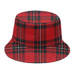 Red Scottish Tartan Pattern Print Bucket Hat