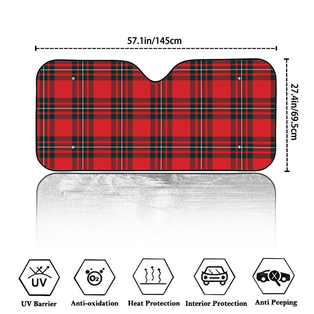 Red Scottish Tartan Pattern Print Car Windshield Sun Shade