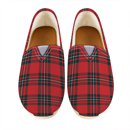 Red Scottish Tartan Pattern Print Casual Shoes
