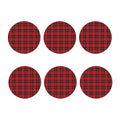Red Scottish Tartan Pattern Print Coaster Set