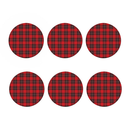 Red Scottish Tartan Pattern Print Coaster Set