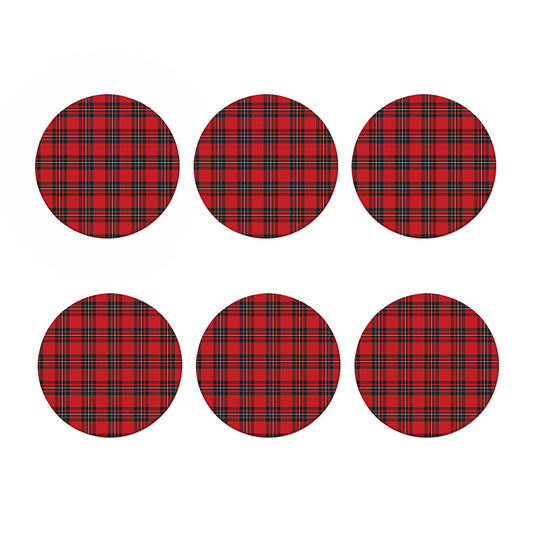 Red Scottish Tartan Pattern Print Coaster Set