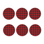Red Scottish Tartan Pattern Print Coaster Set