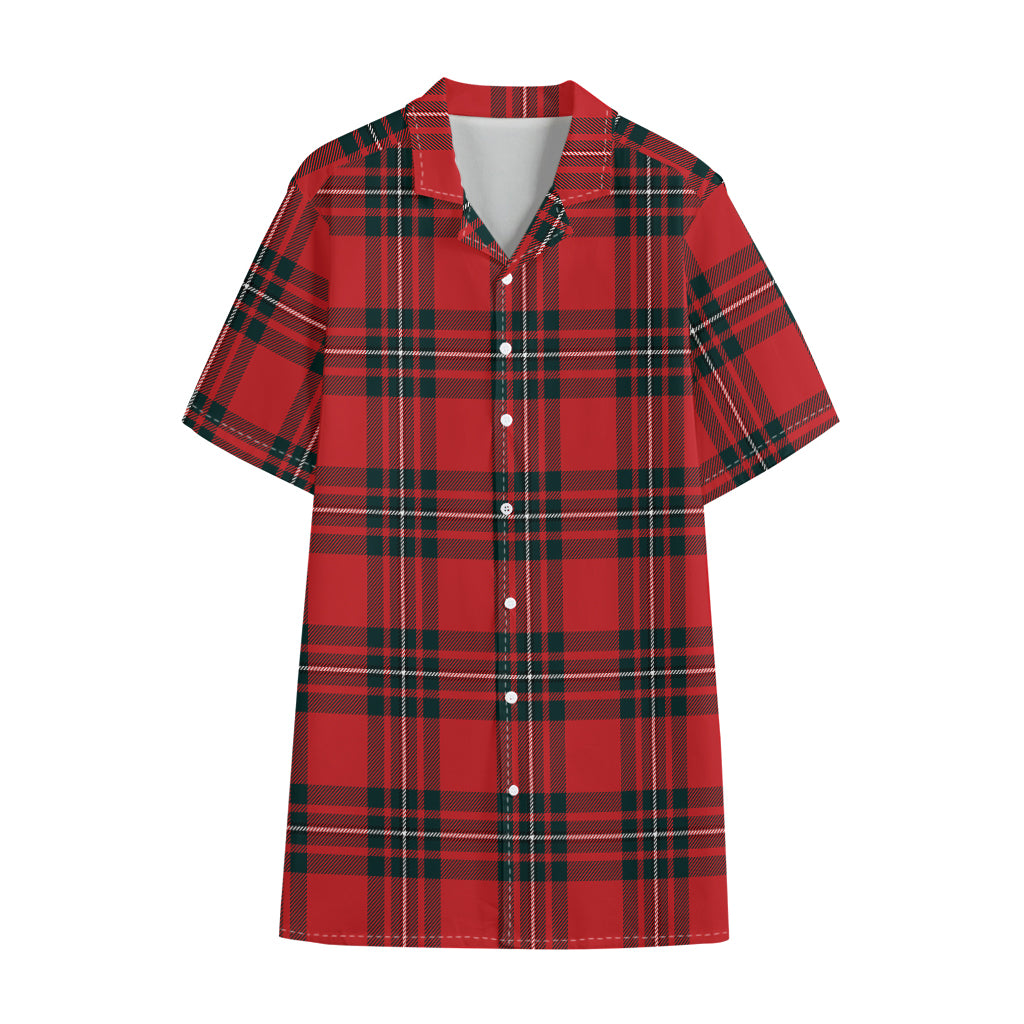 Red Scottish Tartan Pattern Print Cotton Hawaiian Shirt
