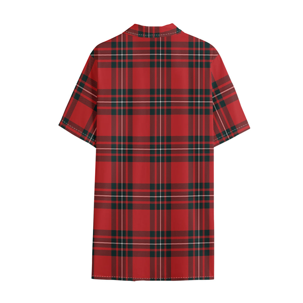 Red Scottish Tartan Pattern Print Cotton Hawaiian Shirt