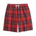 Red Scottish Tartan Pattern Print Cotton Shorts
