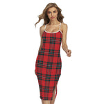 Red Scottish Tartan Pattern Print Cross Back Cami Dress