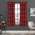 Red Scottish Tartan Pattern Print Grommet Curtain Panels