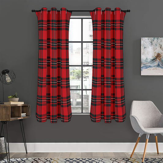 Red Scottish Tartan Pattern Print Curtain
