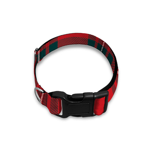 Red Scottish Tartan Pattern Print Dog Collar