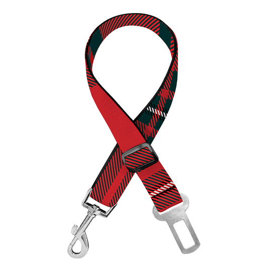 Red Scottish Tartan Pattern Print Dog Seat Belt