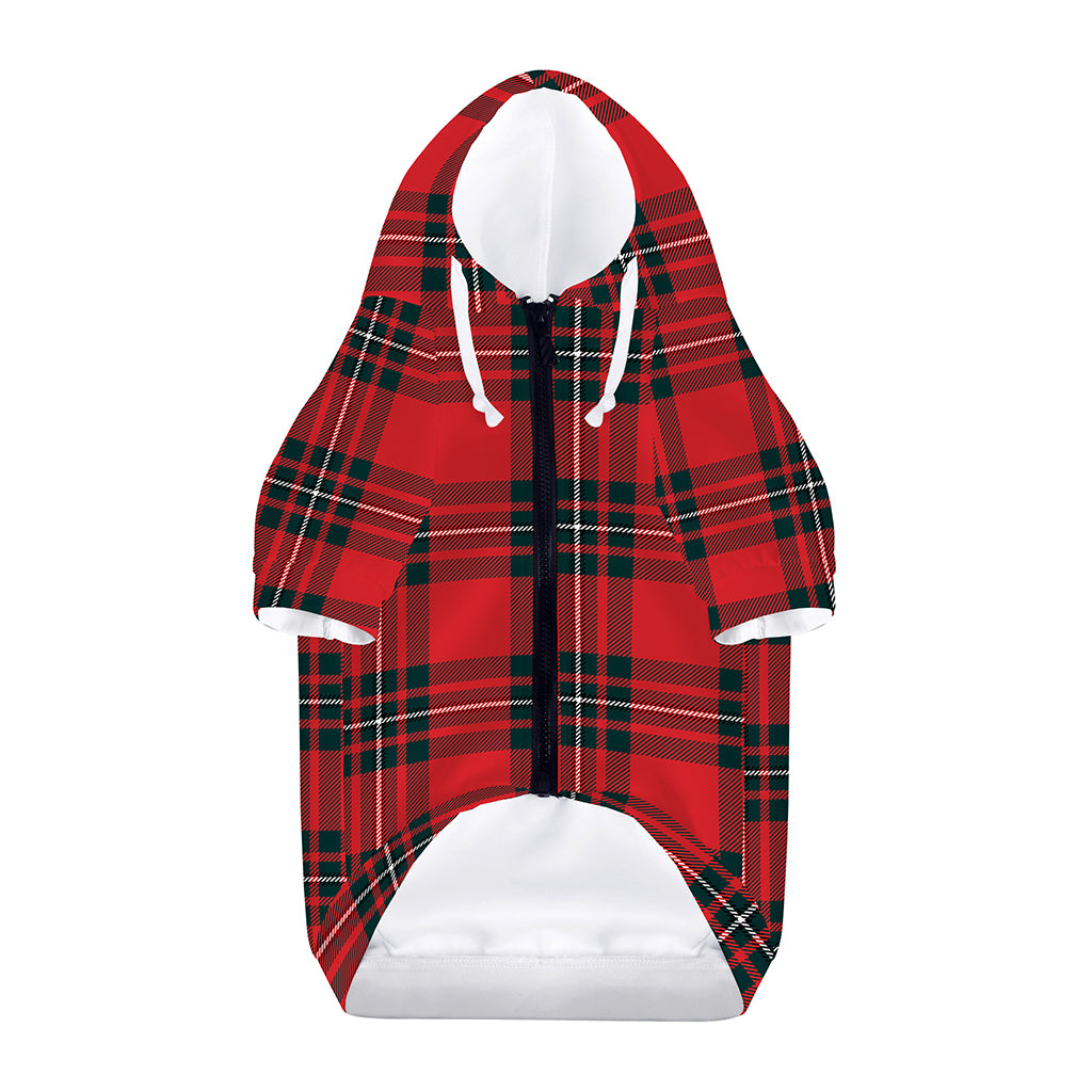 Red Scottish Tartan Pattern Print Dog Zip Up Hoodie