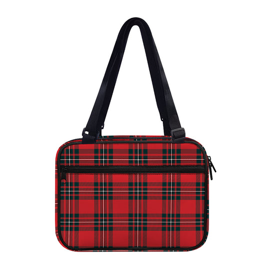 Red Scottish Tartan Pattern Print Double Strap Bible Bag