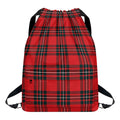 Red Scottish Tartan Pattern Print Drawstring Backpack