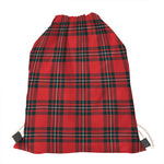 Red Scottish Tartan Pattern Print Drawstring Bag
