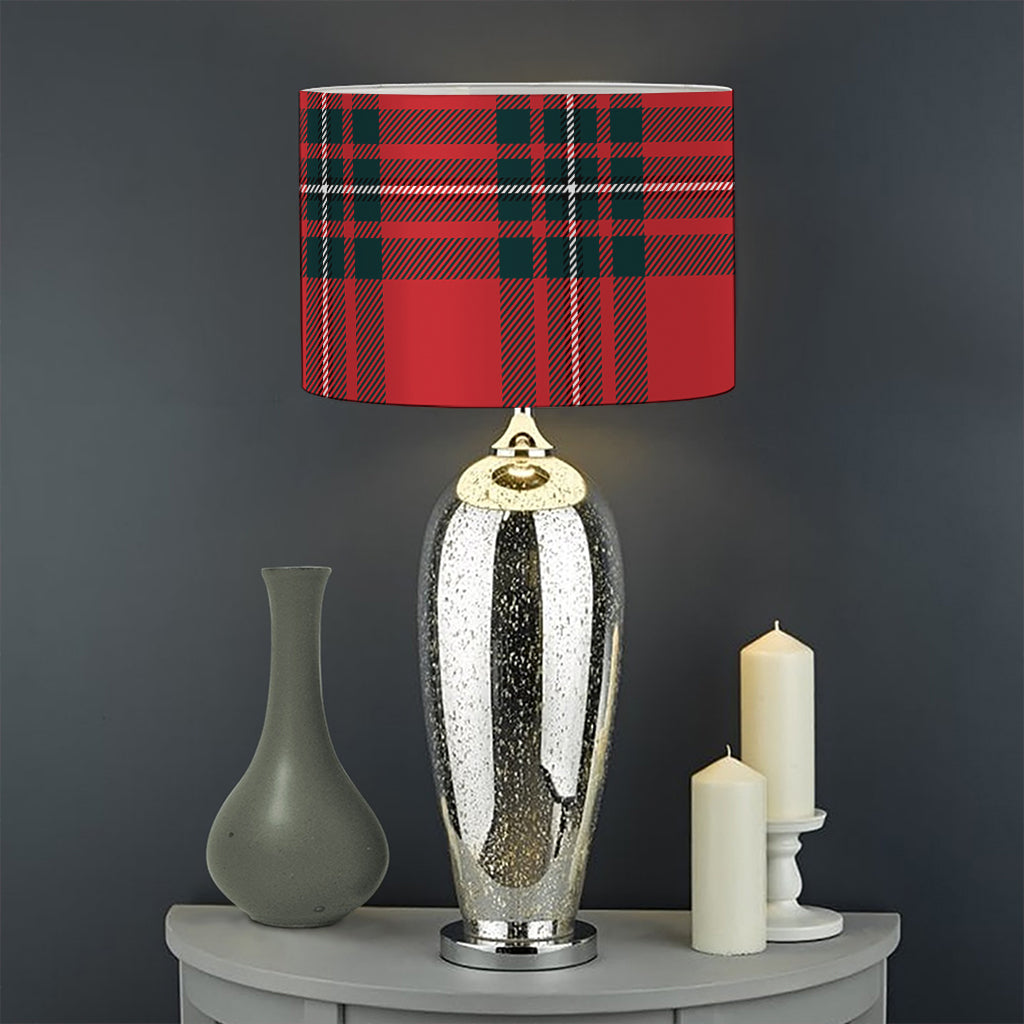 Red Scottish Tartan Pattern Print Drum Lamp Shade