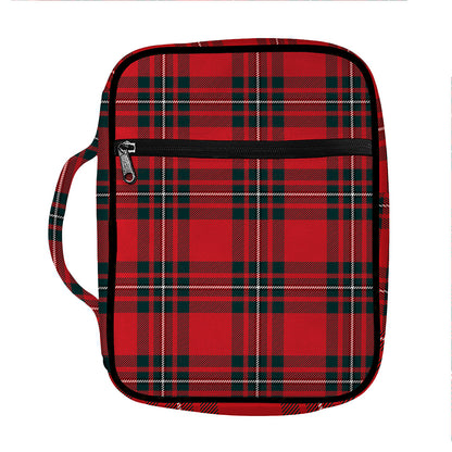 Red Scottish Tartan Pattern Print Front Pocket Bible Bag