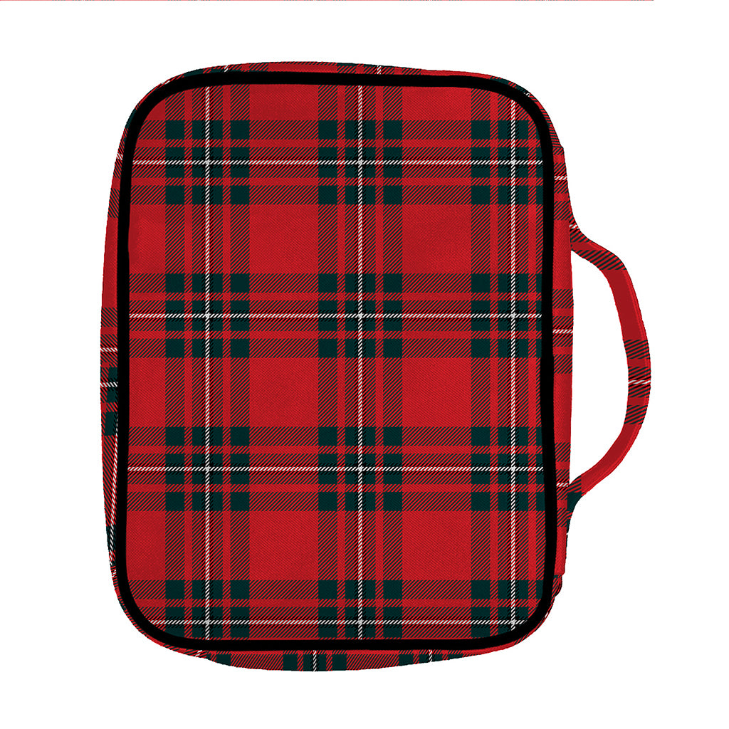 Red Scottish Tartan Pattern Print Front Pocket Bible Bag