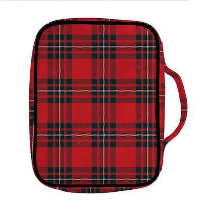 Red Scottish Tartan Pattern Print Front Pocket Bible Bag