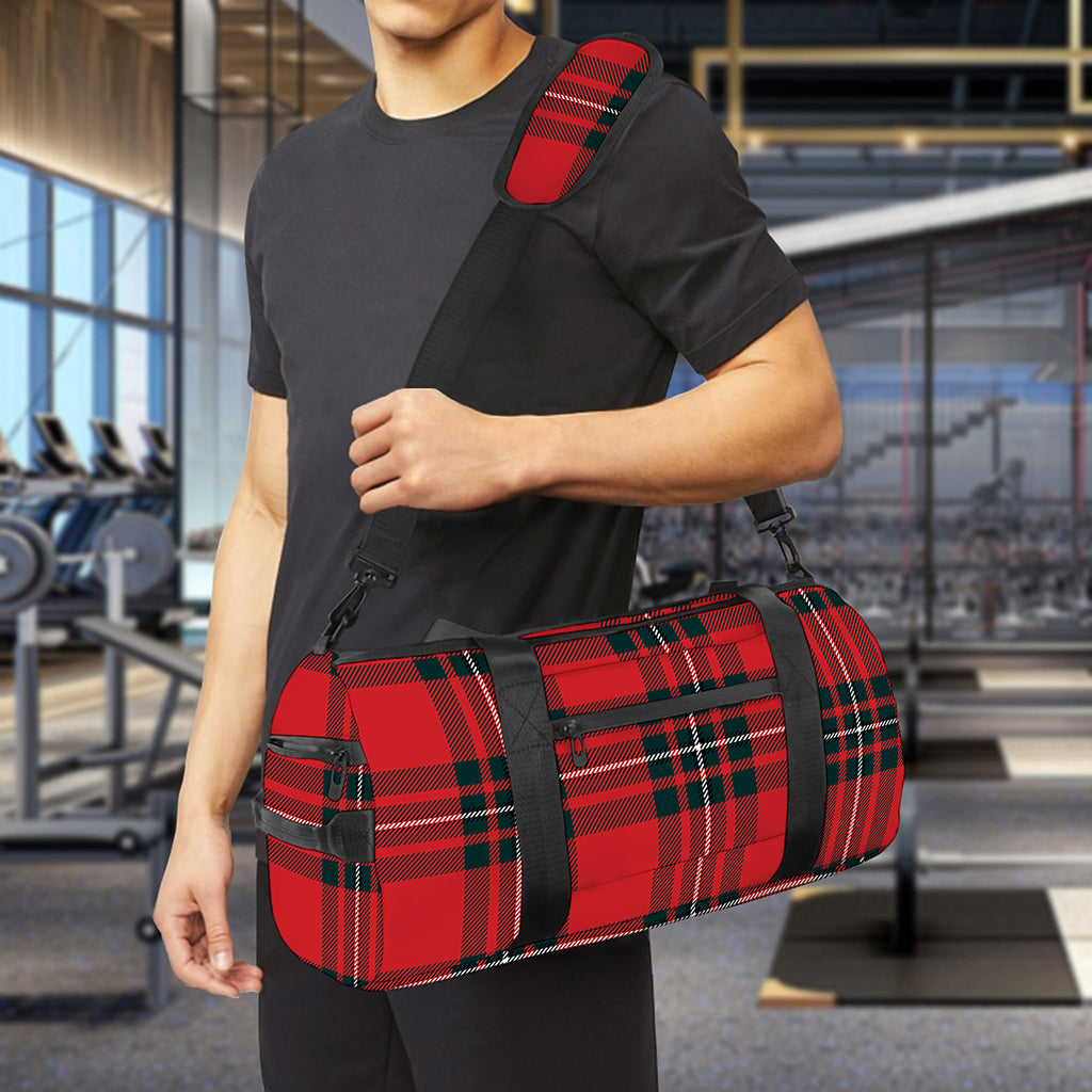 Red Scottish Tartan Pattern Print Gym Bag