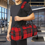Red Scottish Tartan Pattern Print Gym Bag