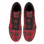 Red Scottish Tartan Pattern Print High Top Leather Sneakers