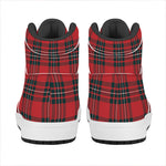 Red Scottish Tartan Pattern Print High Top Leather Sneakers