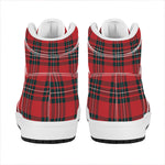 Red Scottish Tartan Pattern Print High Top Leather Sneakers