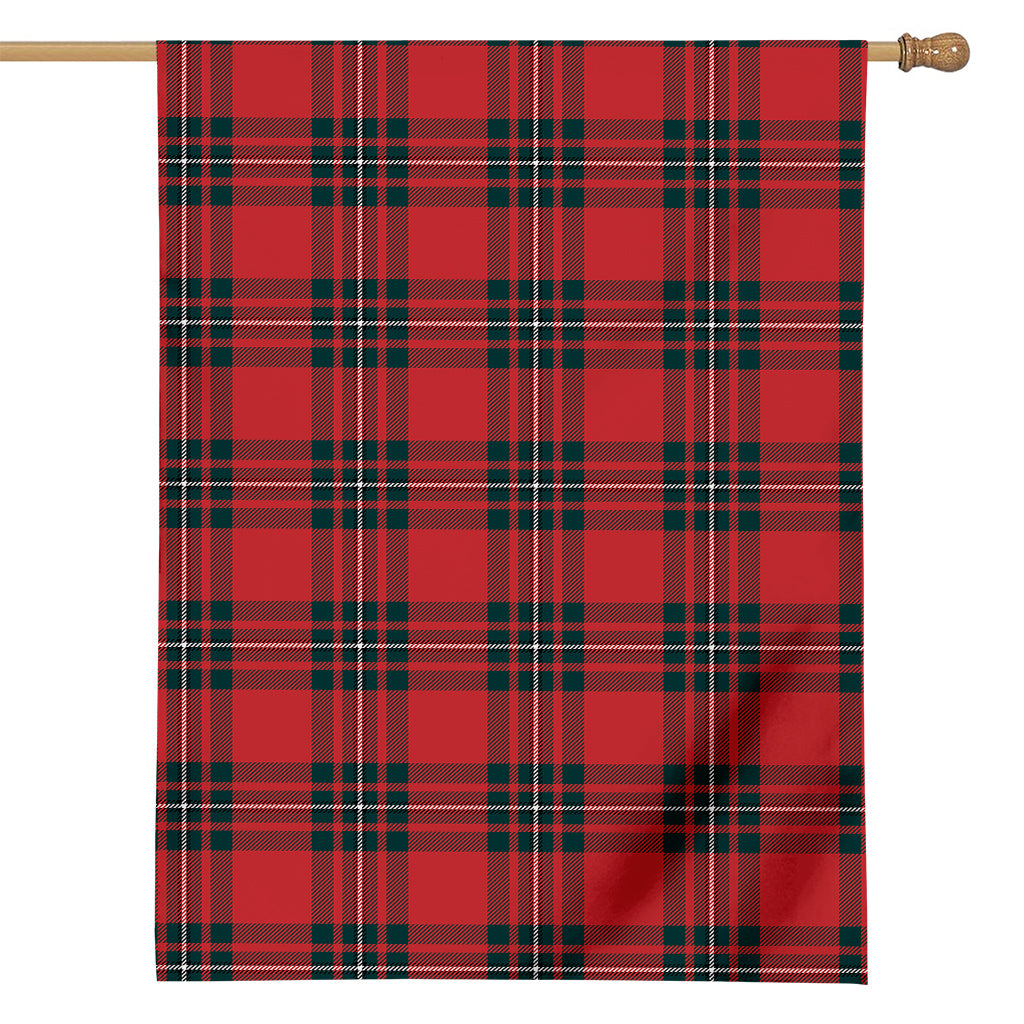 Red Scottish Tartan Pattern Print House Flag