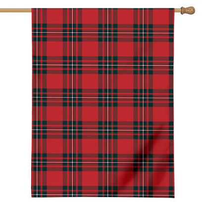 Red Scottish Tartan Pattern Print House Flag