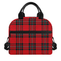 Red Scottish Tartan Pattern Print Insulated Lunch Bag