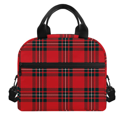 Red Scottish Tartan Pattern Print Insulated Lunch Bag