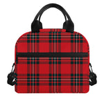 Red Scottish Tartan Pattern Print Insulated Lunch Bag