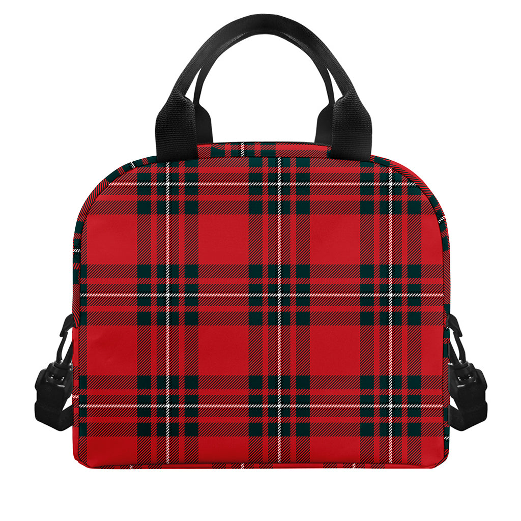 Red Scottish Tartan Pattern Print Insulated Lunch Bag