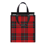 Red Scottish Tartan Pattern Print Insulated Lunch Tote