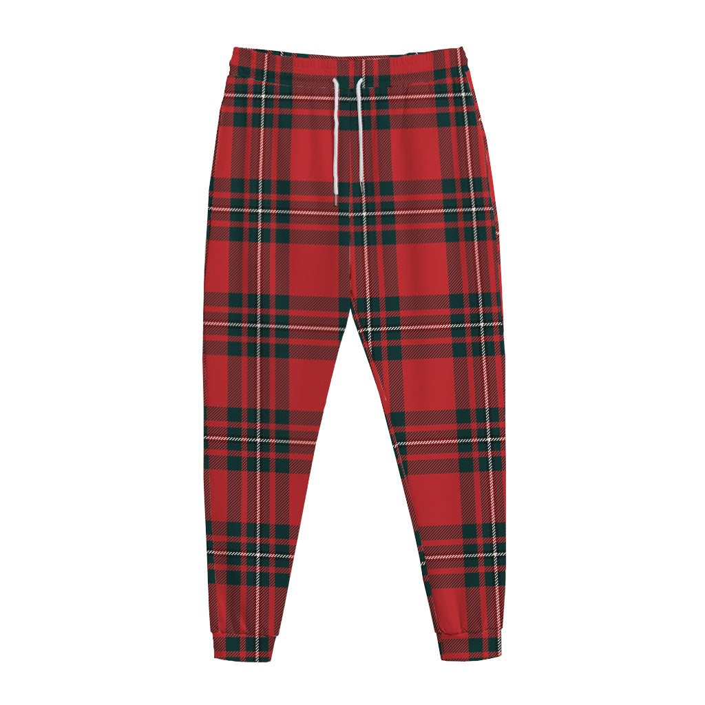 Red Scottish Tartan Pattern Print Jogger Pants