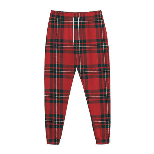 Red Scottish Tartan Pattern Print Jogger Pants