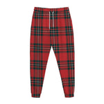 Red Scottish Tartan Pattern Print Jogger Pants