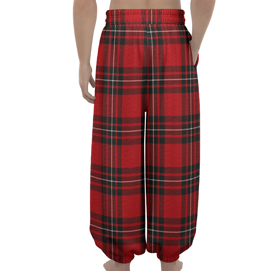 Red Scottish Tartan Pattern Print Lantern Pants