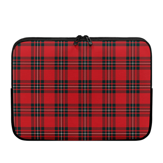 Red Scottish Tartan Pattern Print Laptop Sleeve