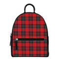 Red Scottish Tartan Pattern Print Leather Backpack