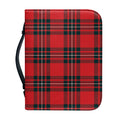 Red Scottish Tartan Pattern Print Leather Bible Cover