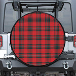 Red Scottish Tartan Pattern Print Leather Spare Tire Cover