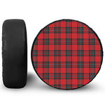 Red Scottish Tartan Pattern Print Leather Spare Tire Cover