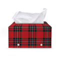 Red Scottish Tartan Pattern Print Leather Tissue Box Cover