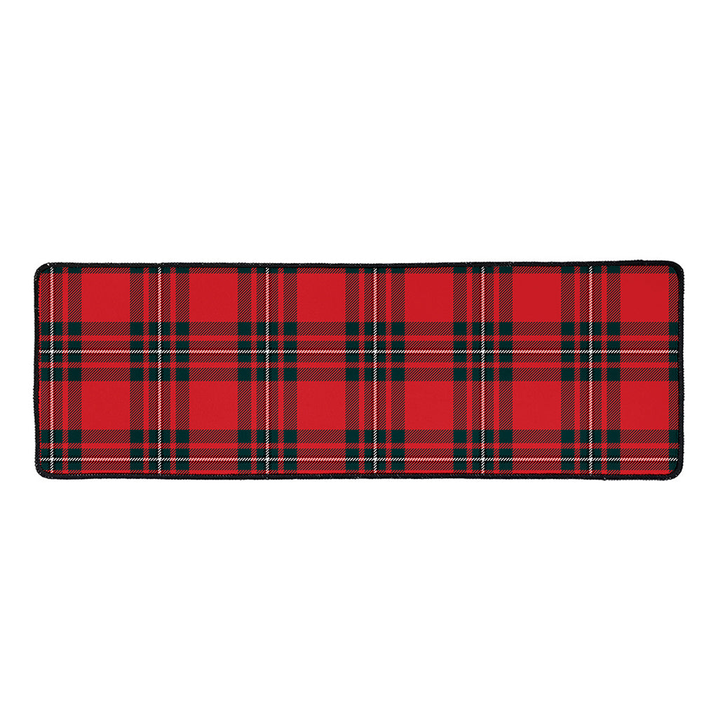 Red Scottish Tartan Pattern Print Long Kitchen Mat