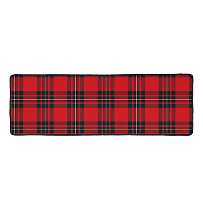Red Scottish Tartan Pattern Print Long Kitchen Mat
