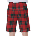 Red Scottish Tartan Pattern Print Men's Beach Shorts